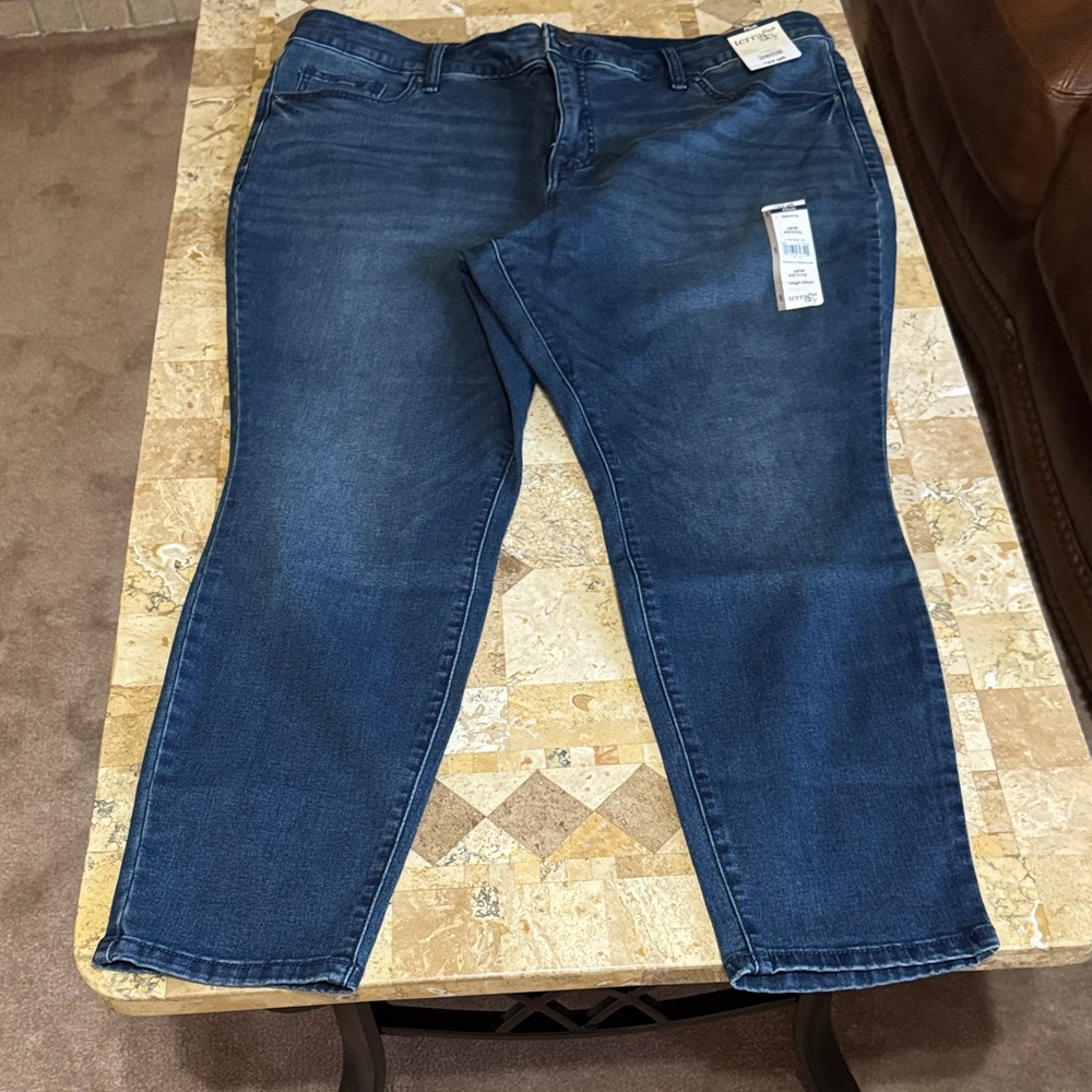 Terra & Sky Dark Blue Denim Jeans Size 18 W Petite